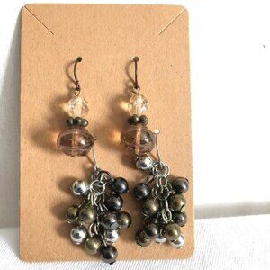 Beaded Dangle Pierced Earrings 2 Pairs